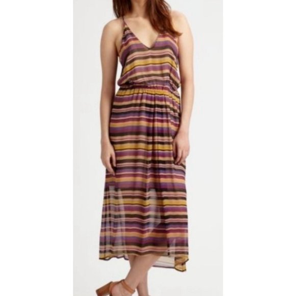 Joie Silk Maxi Jesbelle Dress M Medium Stripes - Picture 1 of 7